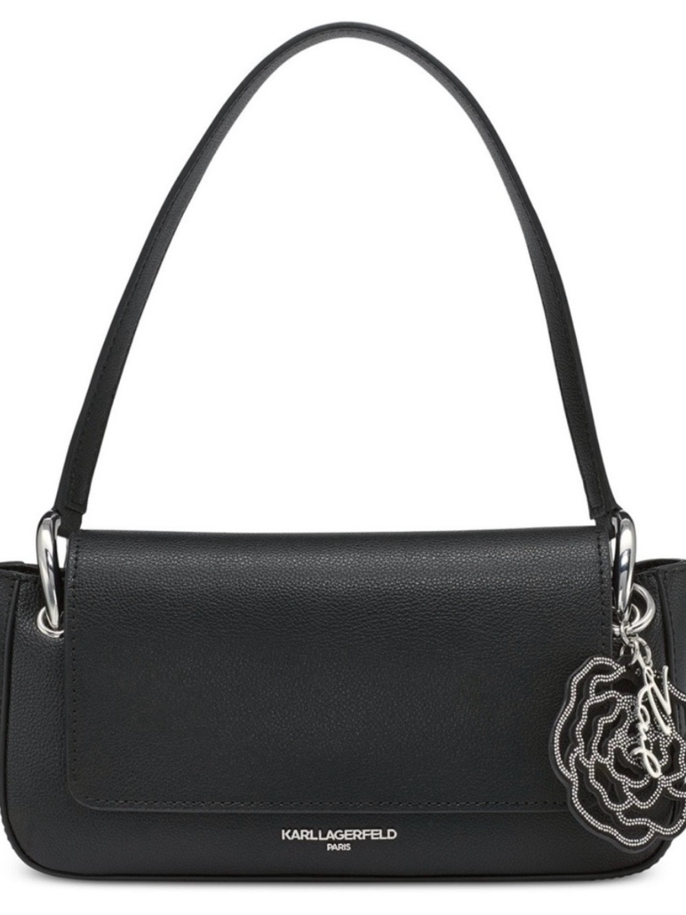 NWT Karl Lagerfeld Black Leather Shoulder Bag Luxury Bundle (includes dust bag) - Picture 5 of 8